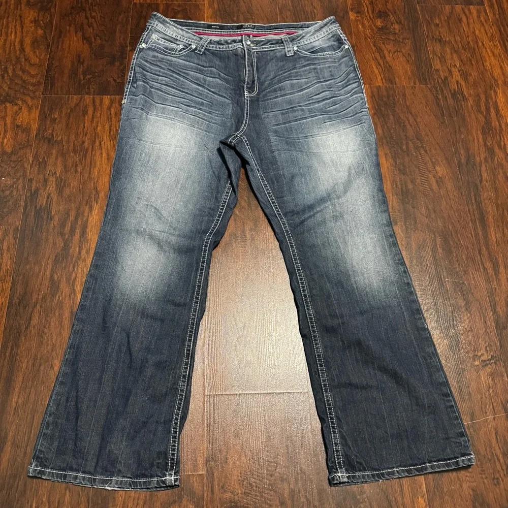 A.N.A A New Approach Classic Denim Women's Boot Cut Jeans Bejeweled Buttons 22W - Picture 2 of 16